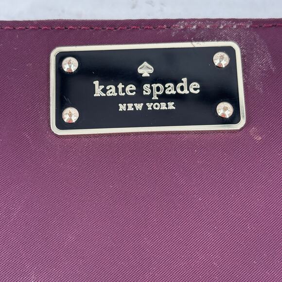 Kate Spade New York Nylon Wallet Maroon Red Zip Around Credit Card Slots - Picture 7 of 11